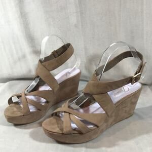 Delman ankle wrap wedges in taupe size 10 M
